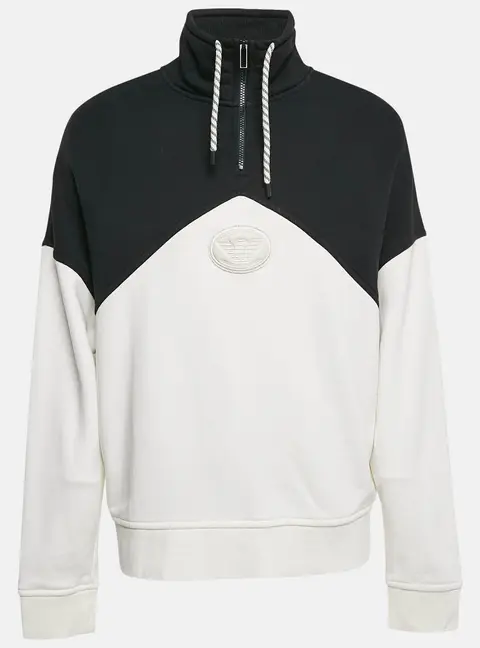 Emporio Armani  Black/White Logo Applique Cotton Sweatshirt L
