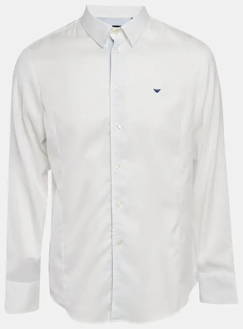Emporio Armani White Cotton Blend Button Down Shirt XL