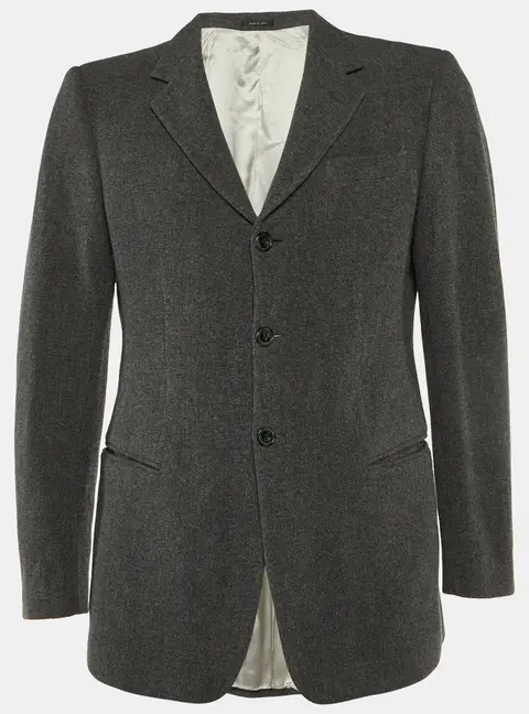 Emporio Armani Grey Wool & Cashmere Single Breasted Blazer L