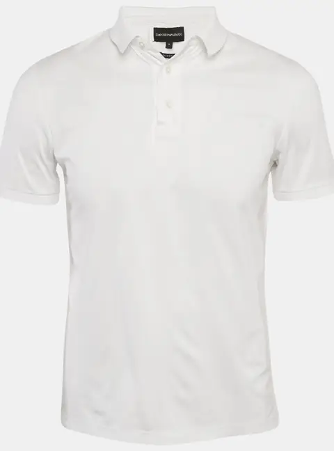 Emporio Armani Essential White Cotton Jersey Polo T-Shirt S