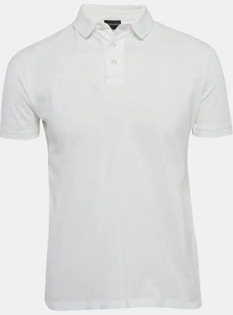 Emporio Armani White Cotton Pique Polo T-Shirt S