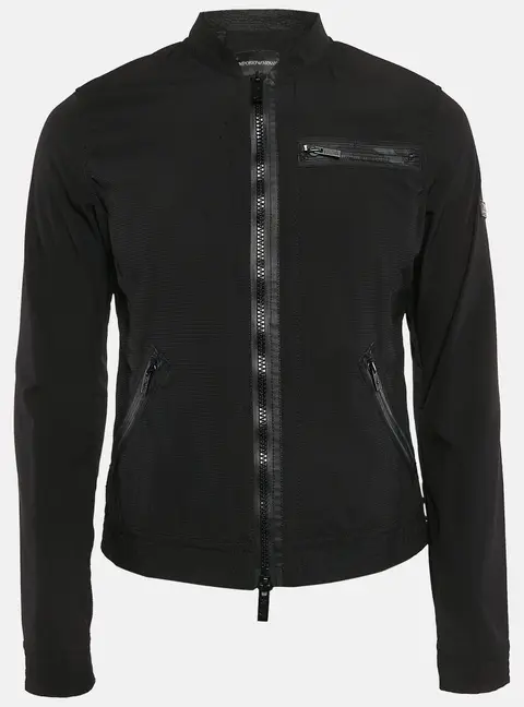 Emporio Armani Black Textured Synthetic Johnny Slim Fit Jacket M