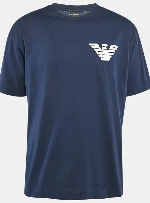 Emporio Armani Navy Blue Logo Applique Jersey T-Shirt XXL