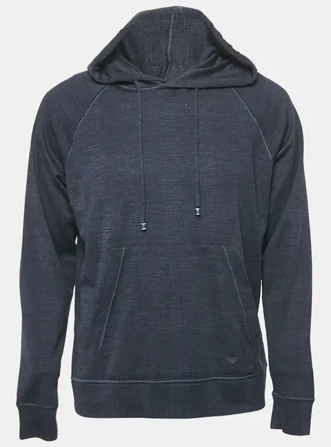 Emporio Armani Navy Blue Checks Jersey Hoodie L