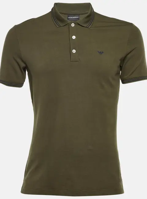 Emporio Armani Dark Green Cotton Polo T-Shirt M