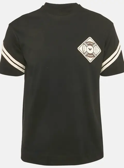 Emporio Armani Black Jersey Applique T-Shirt XS