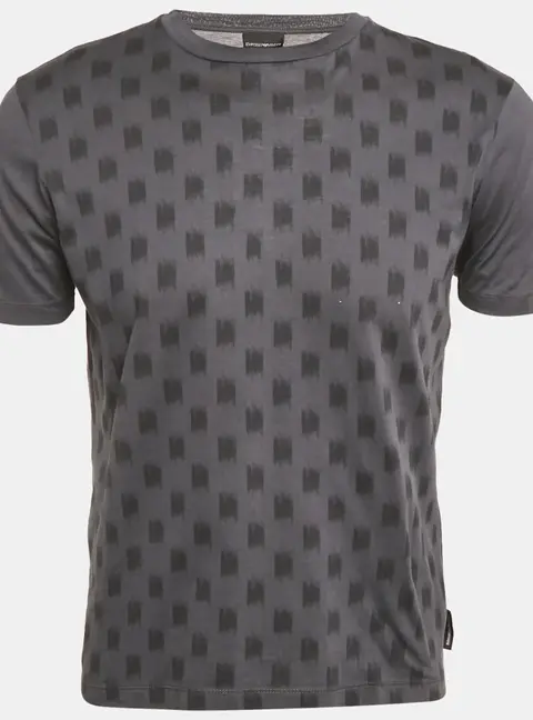 Emporio Armani Grey Printed Jersey Crewneck T-Shirt S
