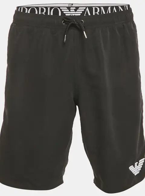 Emporio Armani Black Logo Waist  Trim Synthetic Shorts L