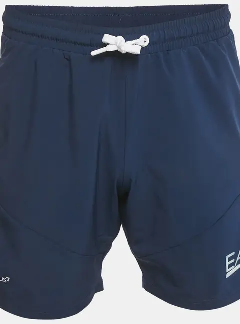 Emporio Armani Blue Logo Print Synthetic Shorts S