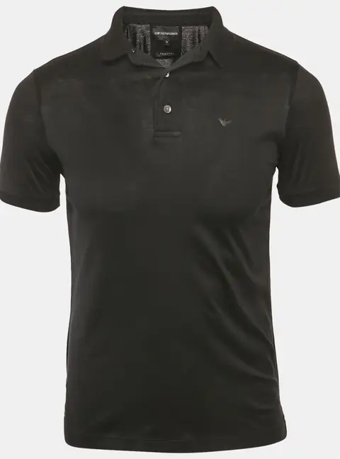 Emporio Armani Black Jersey Polo T-Shirt XS
