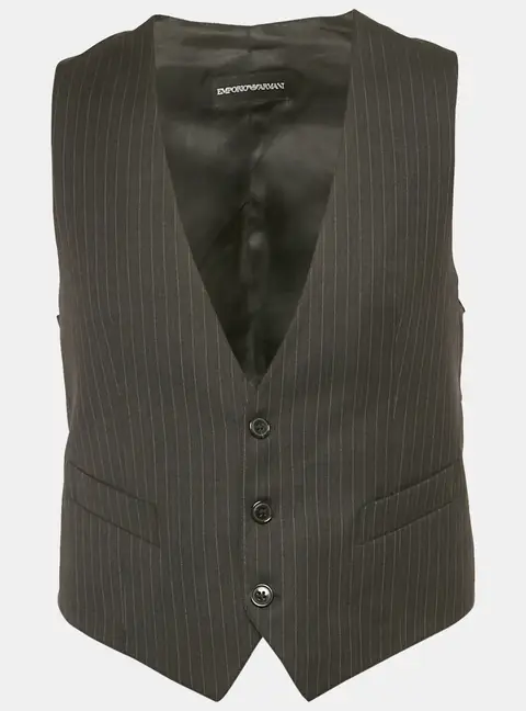 Emporio Armani Grey Pinstriped Wool Vest L