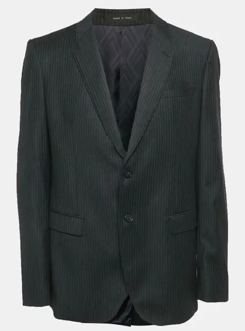 Emporio Armani Charcoal Grey Pinstripe Wool Blazer XXXL