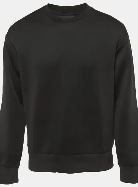 Emporio Armani Black Technical Jersey Logo Embroidered Sweatshirt S