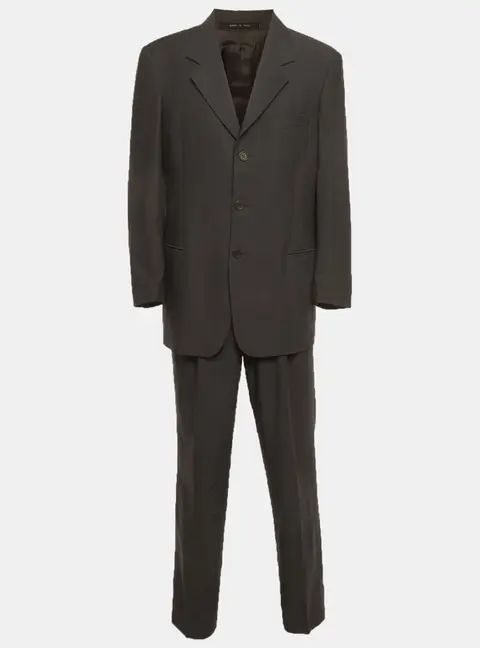 Emporio Armani Grey Wool Regular Fit Suit L