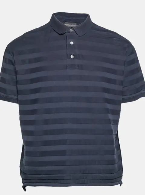 Emporio Armani Navy Blue Cotton Knit Polo T-Shirt 3XL