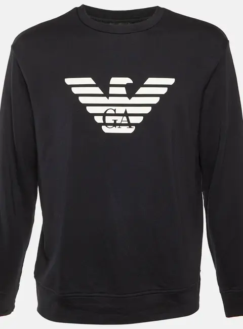 Emporio Armani Black Logo Detail Modal & Cotton Knit Sweatshirt XL