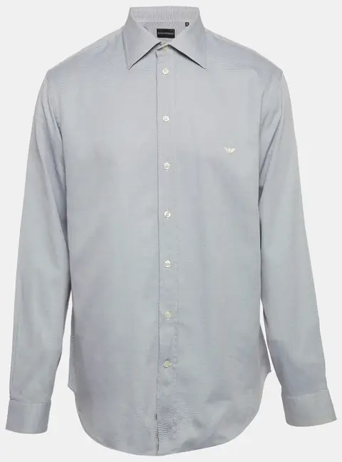 Emporio Armani Blue Cotton Long Sleeve Shirt XXXL