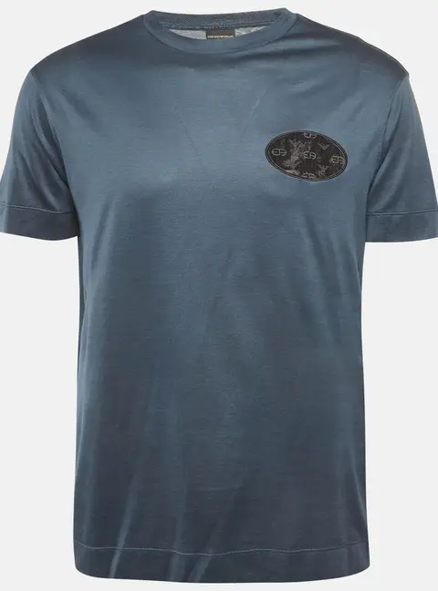 Emporio Armani Blue Jersey Applique T-Shirt XL