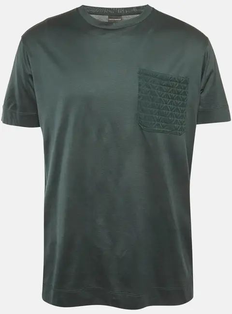 Emporio Armani Green Embroidered Pocket Jersey T-Shirt XXL