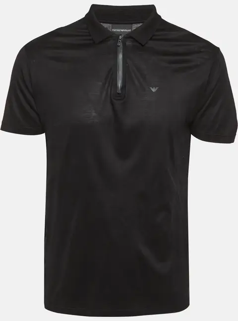 Emporio Armani Black Jersey Zip-Up T-Shirt XL