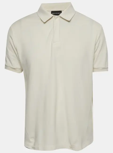 Emporio Armani Cream Back Print Pique Polo T-Shirt XL