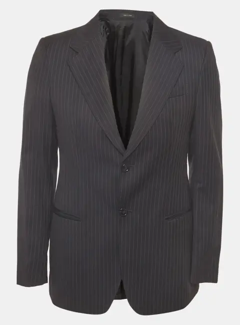 Emporio Armani Black Pin Stripe Wool Jacket L