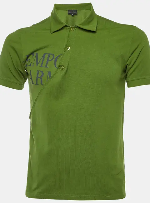 Emporio Armani Green Cotton Polo T-Shirt M