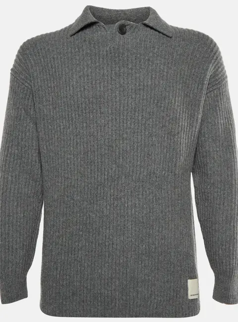 Emporio Armani Grey Wool Fisherman&rsquo;s Rib Jumper S