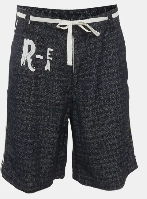 Emporio Armani Blue Printed Knit Drawstring Shorts S