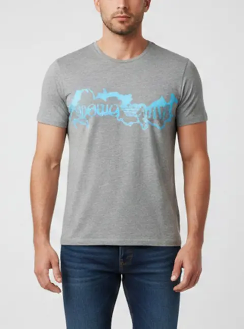 Emporio Armani Grey Logo Print Jersey Crewneck T-Shirt L