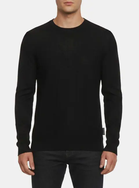 Emporio Armani Black Wool Knit Crew Neck Sweater M