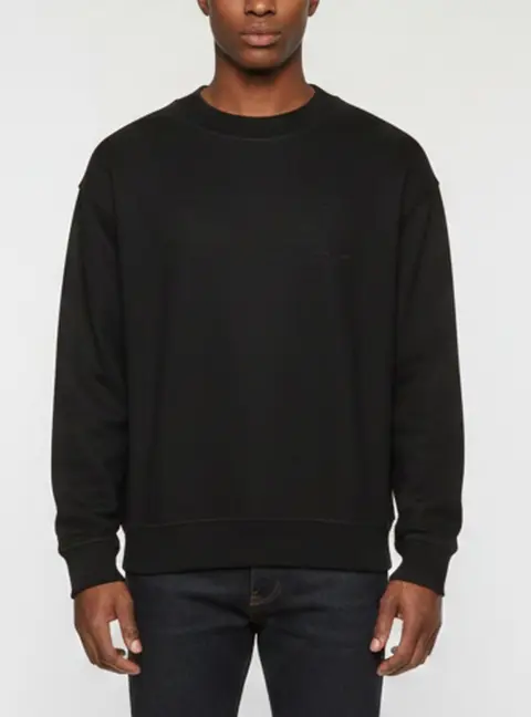 Emporio Armani Black Logo Embroidered Wool Blend Knit Sweatshirt S