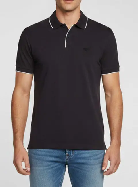 Emporio Armani Black Pique Cotton Short Sleeve Polo T-Shirt M