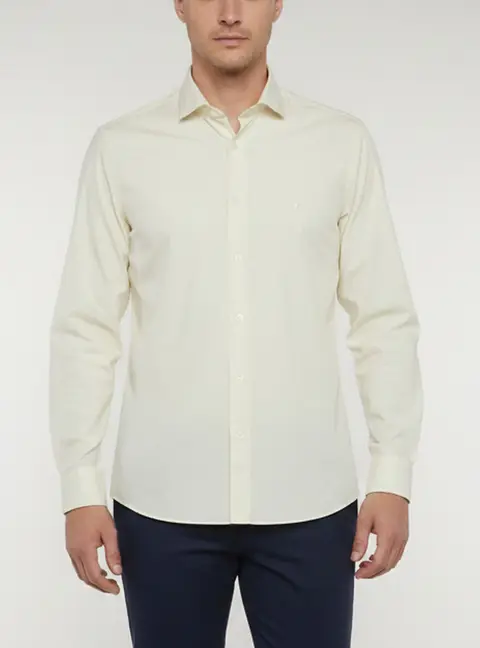 Emporio Armani Cream Logo Embroidered Regular Fit Shirt L