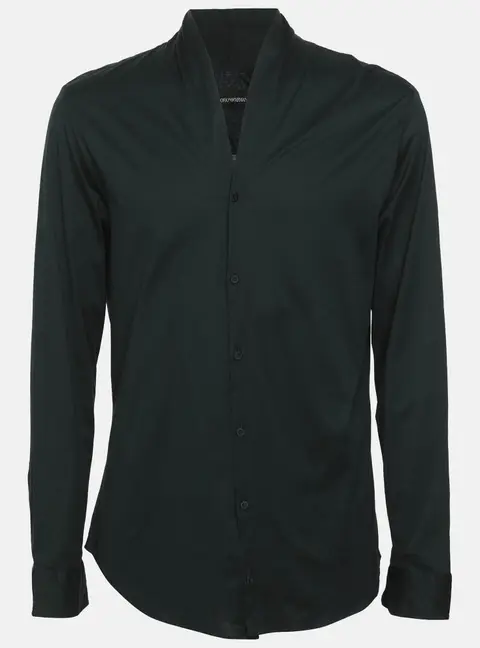Emporio Armani Imperial Blue Satin Long Sleeve Shirt L