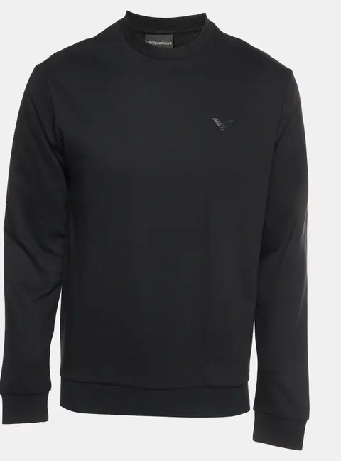 Emporio Armani Black Logo Applique Jersey Sweatshirt L
