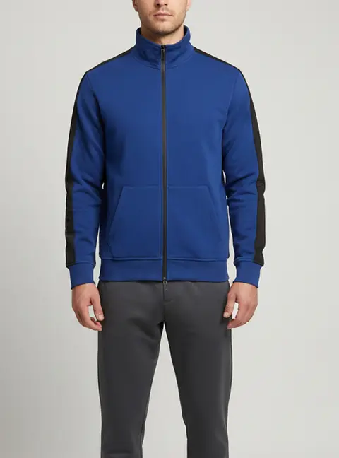 Emporio Armani Blue Logo Tape Detail Jersey Zip Up Jacket M