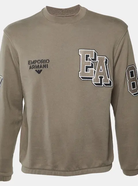 Emporio Armani Brown Cotton Logo Embroidered Sweatshirt M