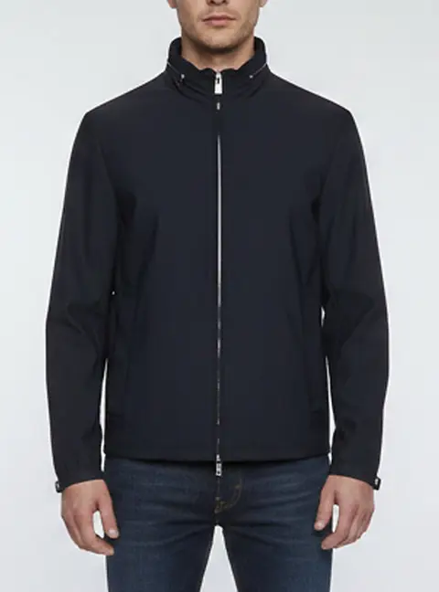 Emporio Armani Navy Blue Nylon Unzippable Hood Jacket L