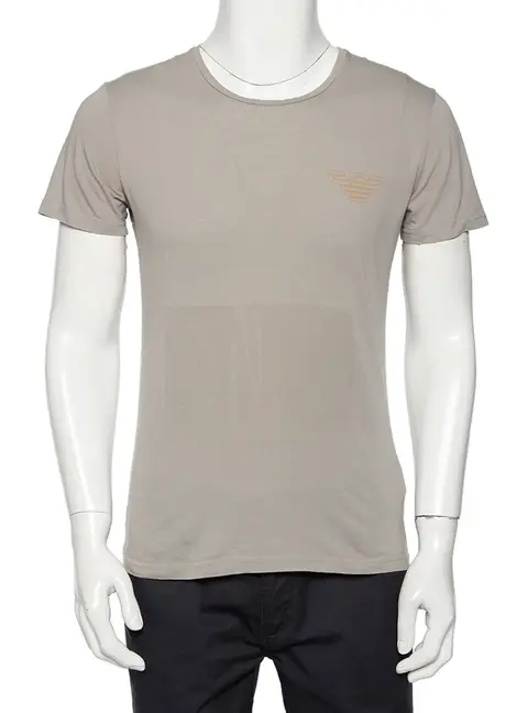 Emporio Armani Grey Logo Generationy Printed Cotton Crewneck T-Shirt M