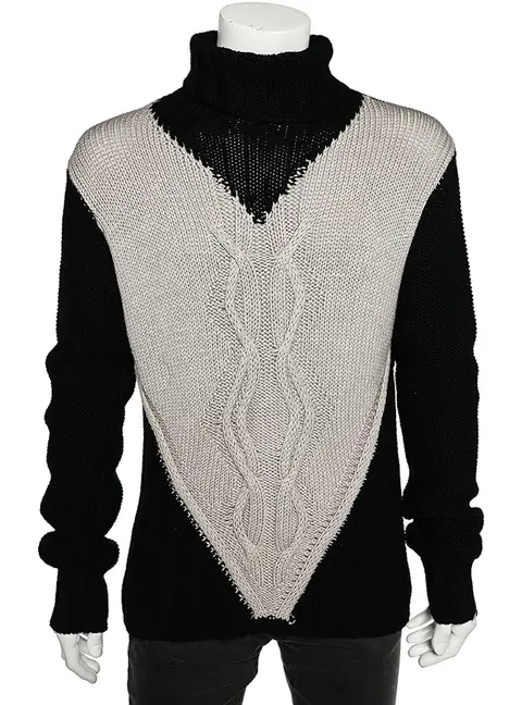 Emporio Armani Monochrome Cable Knit Turtleneck Sweater XXXL