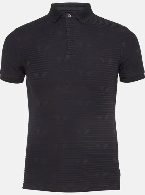 Emporio Armani Navy Blue Patterned Jersey Polo T-Shirt S