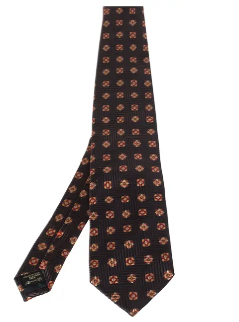 Ermenegildo Zegna Brown Floral Patterned Silk  Tie