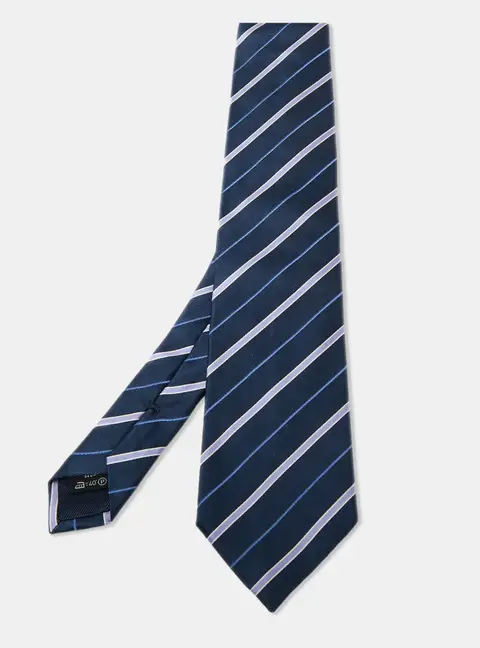 Ermenegildo Zegna Blue Striped Silk Tie