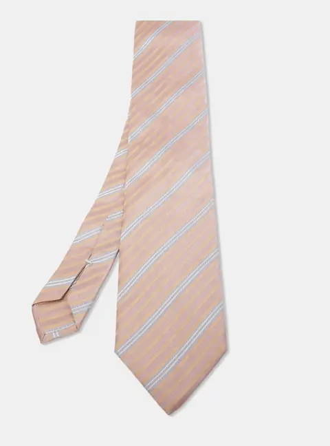 Ermenegildo Zegna Pink Patterned Silk Jacquard Tie