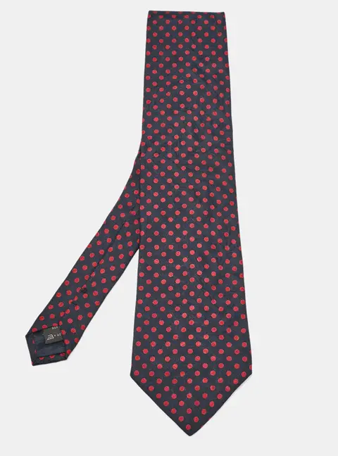 Ermenegildo Zegna Vintage Blue Dots Pattern Silk Traditional Tie