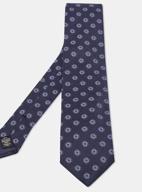 Ermenegildo Zegna Blue Floral Pattern Silk Tie
