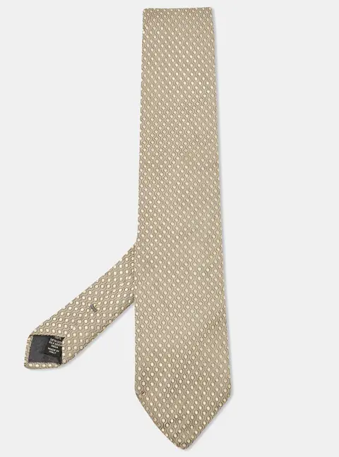 Ermenegildo Zegna Grey/Yellow Jacquard Silk Tie