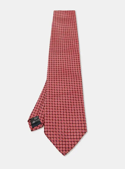 Ermenegildo Zegna Su Misura Red Patterned Silk Tie