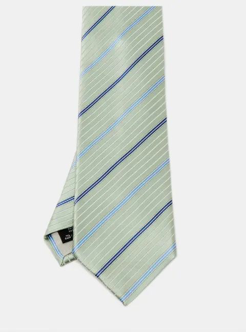 Ermenegildo Zegna Green/Blue Striped Silk Tie